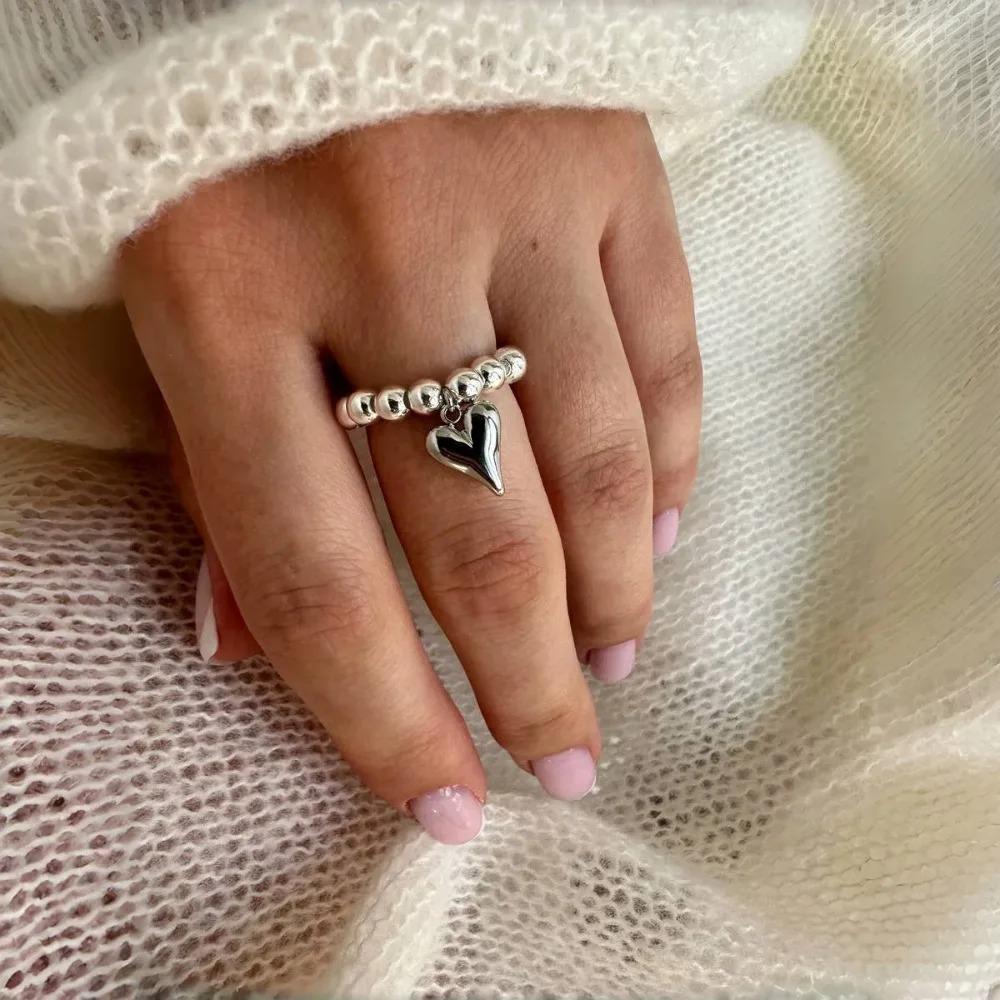 Punk&Hiphop Red Enamel Heart Love Rings for Women Fashion Geometric Open Dripping Oil White Ring Y2K Summer Couple  Gifts