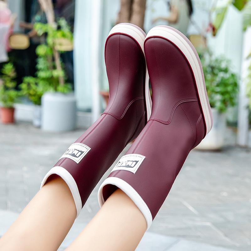 Rain shoes men's and women's non-slip waterproof shoes fashion rain boots velvet thermal rubber shoes kitchen work water boots long rain boots