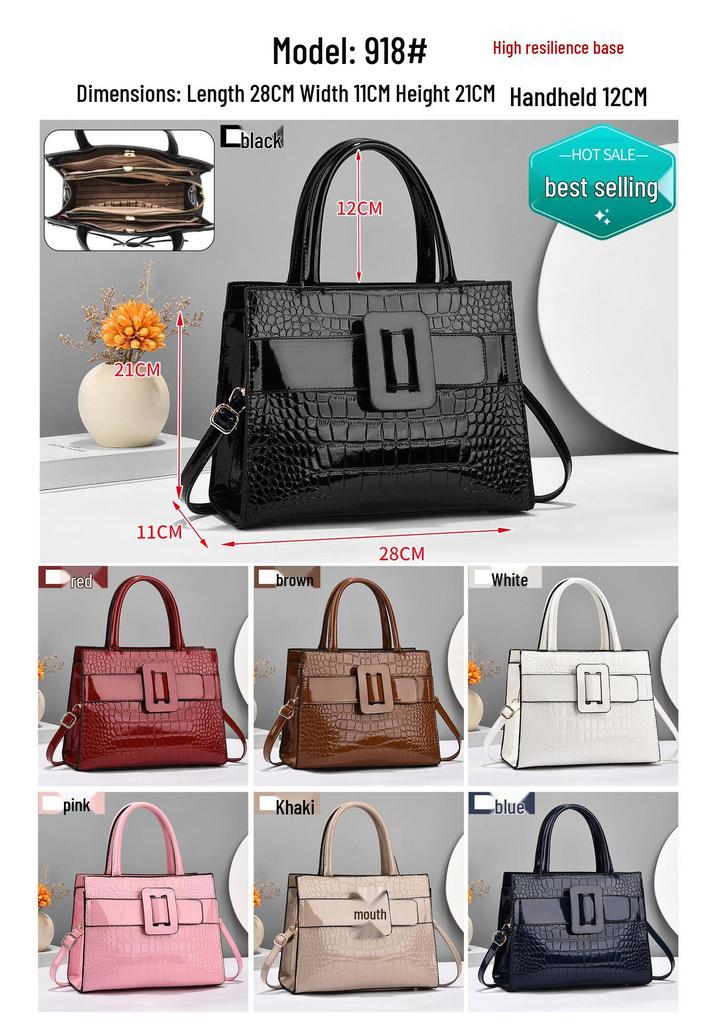 Taizhou Shiny Crocodile Pattern Women's Versatile Handbag - Trendy Large Capacity Shoulder & Crossbody Bag