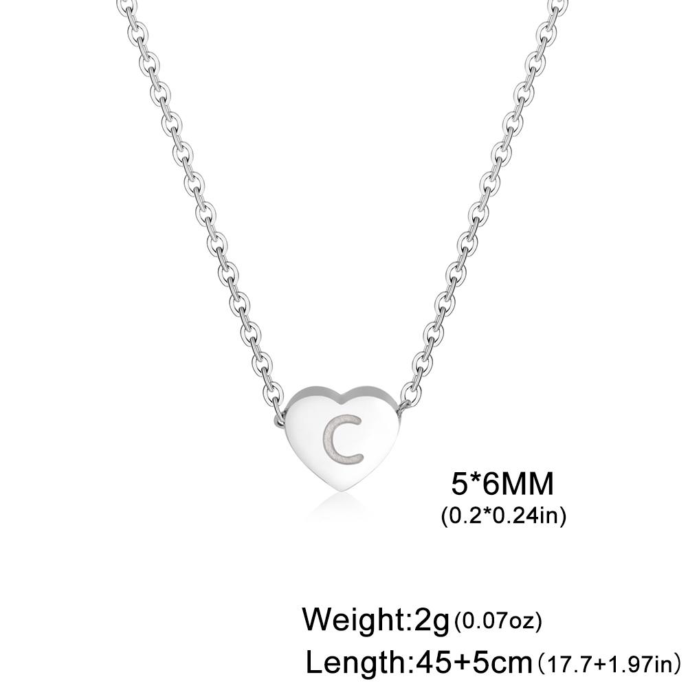 Love Heart Necklace Women Men Stainless Steel Jewelry A-Z 26 Letters Name Initials Pendant Couple Trend New Year Christmas Gifts