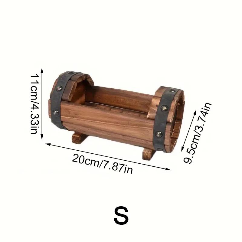 1PC Flower Tank Log Vintage Hanging Flower Pot Balcony Succulent Flower Pot Indoor Plant Flower Decoration Garden 2 Sizes