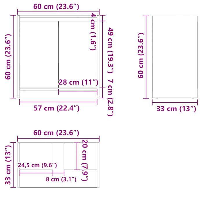 VidaXL Bathroom Cabinet Concrete Grey 60x33x61 Cm Chipboard