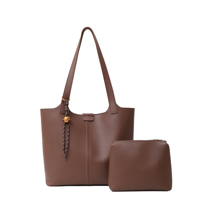 Spacious Elegant Two-tone Pu Tote Bag For Women With Stylish Stitching Details