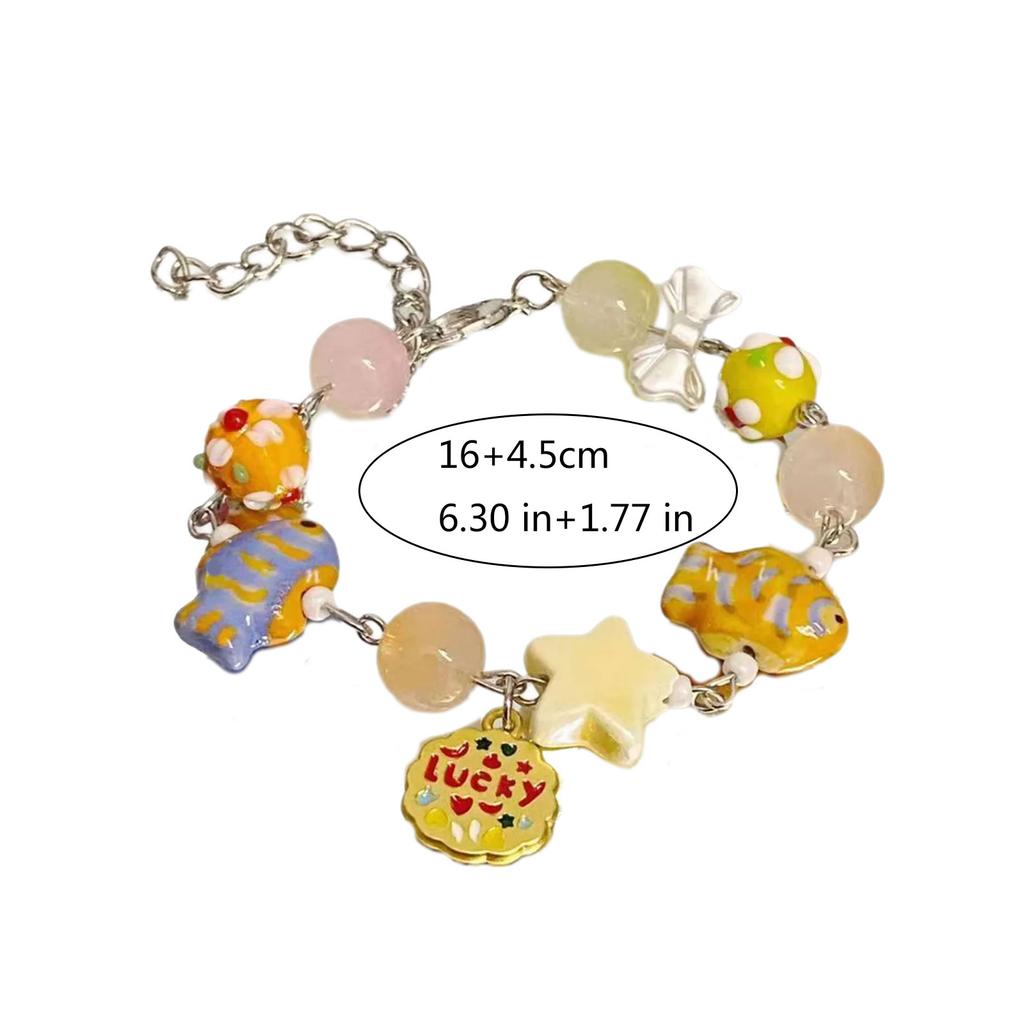 Cartoon Fish Beads Bracelet Unique Beads Bracelet Adjustable Chain Bracelet Fashion Wrist Jewelry Suitable for Women