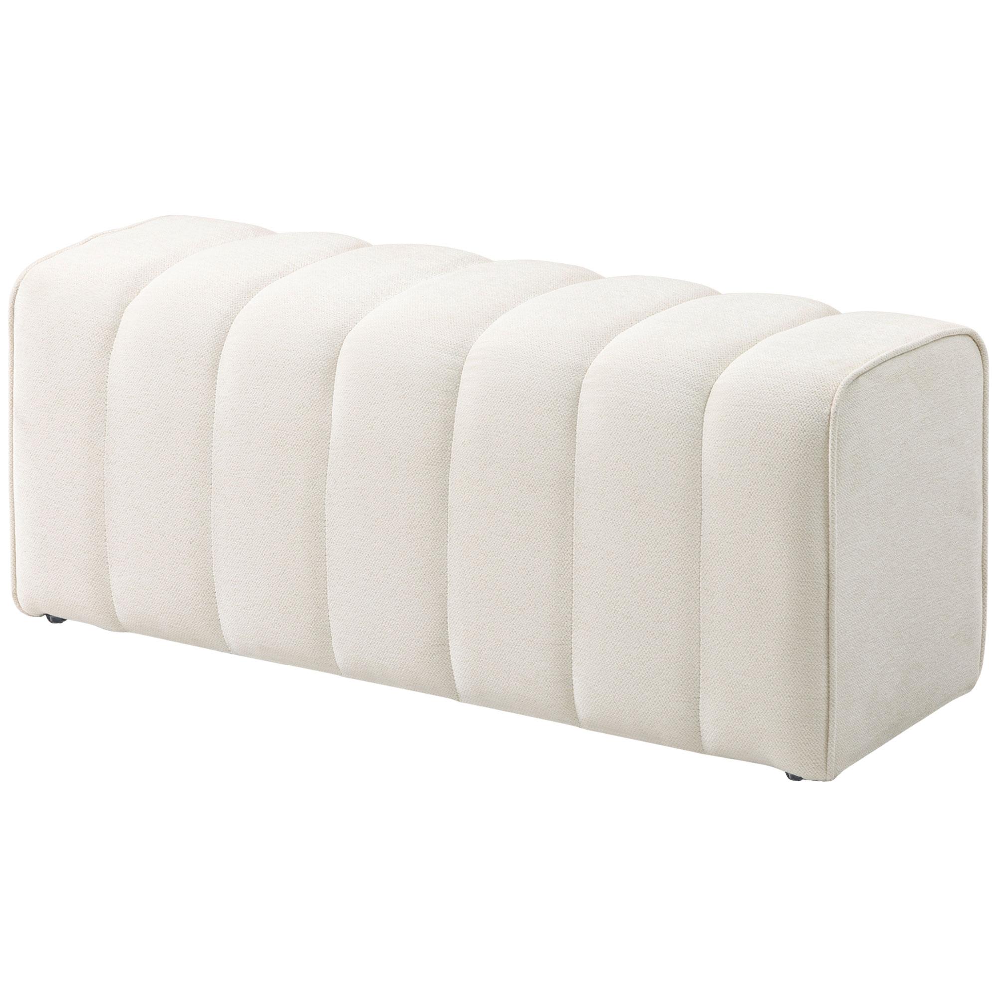 Banc Modern pentru Dormitor Banc Tapițat cu Suporturi din Lemn Suportă Până la 220 Kg Suport pentru Picioare Alb Crem