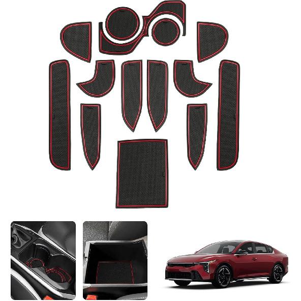 

LUWU Center Console Liners Mats Compatible with 2025 Kia K4 Accessories Cup Holder Inserts Mats Non-Slip Anti-dust Door Pocket Liners Mat 2025 Kia K4 красный