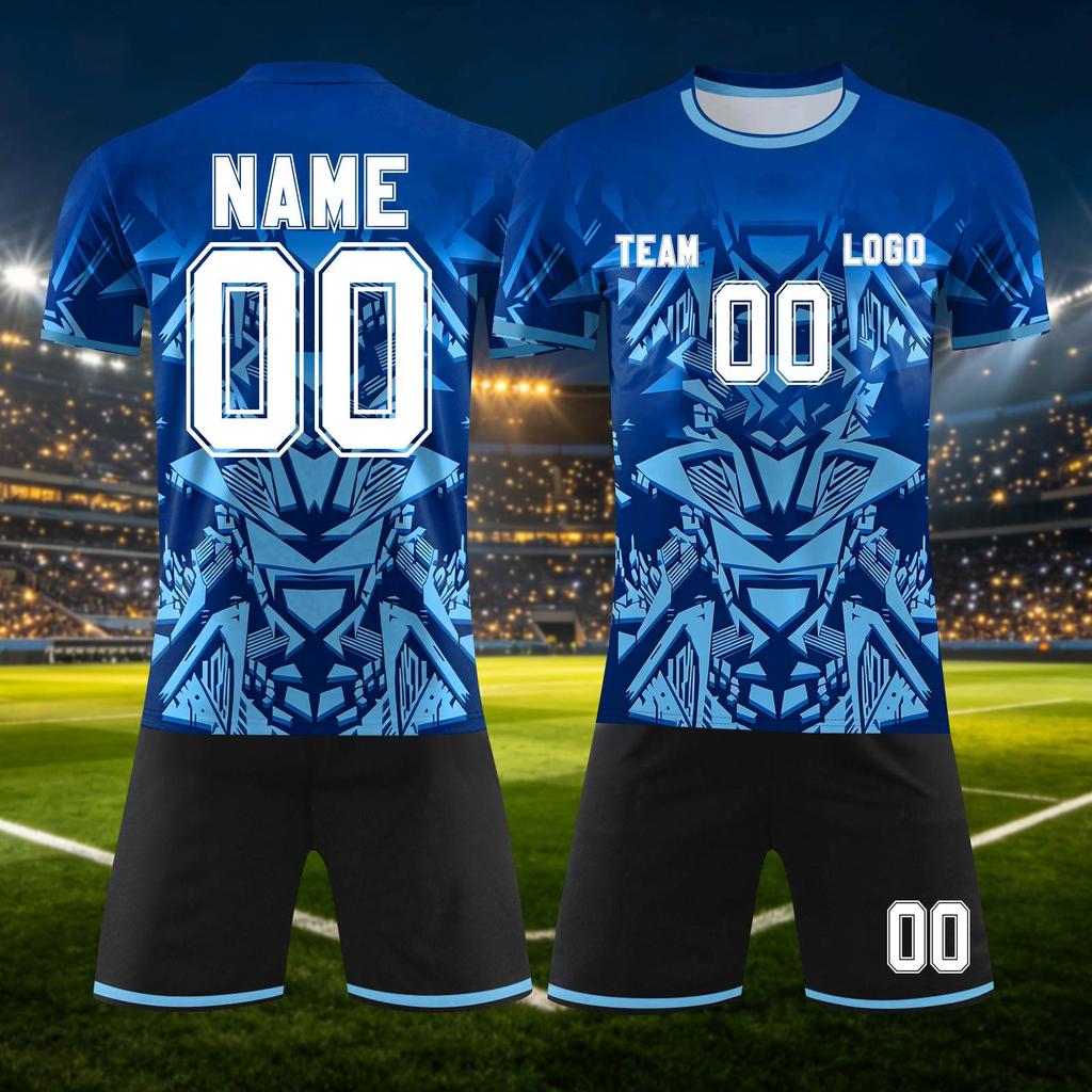 Custom DIY Two Piece Jersey Set with Short Sleeve Shirt and Shorts for Team Sports Personalizable Number Design