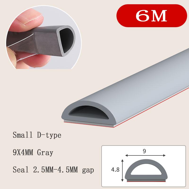 6Meters D/E/I Type Door Window Sealing Strip Silicone Rubber Weather Strip Self-adhesive Tape Anti-collision Insulation Seal
