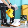 Jundeng Men's Rain Shoes Low Tube Rain Boots Short Tube Black PVC Beef Tendon Sole Water Shoes Yellow Rubber Shoes Dust-proof White Work Shoes