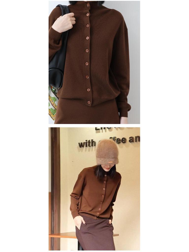Damen Winter 2025 Pflegeleichter Woll-Cardigan & Langrock Set