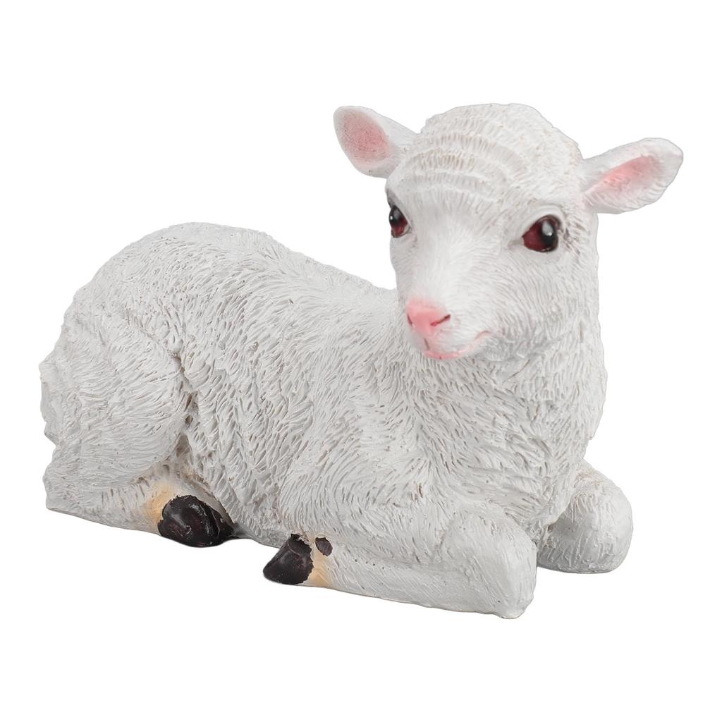 Resin Sheep Ornament Multipurpose Cute Vivid Fine Crafted Waterproof Garden Sheep Statue for Outdoor Indoor