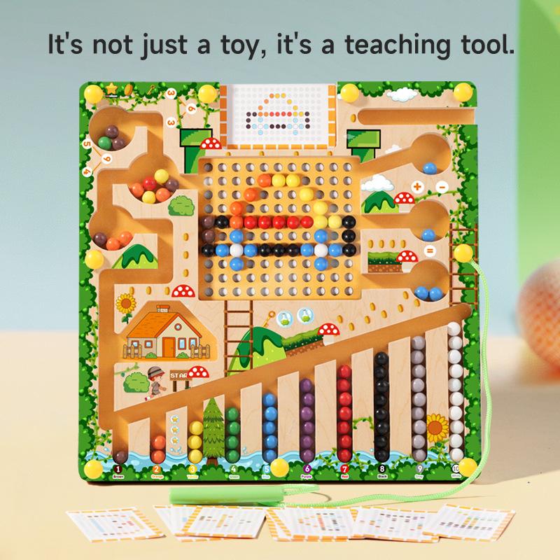 Children Magnetic Pen Moving Ball Game Magnetic Sorting Games Montessori Puzzle Toys Colorful Beads Game Maze Board Gifts