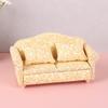 1 Set 1/12 Dollhouse Wooden Retro Display Cabinet and Sofa Model Classic Miniature Furniture for Living Room