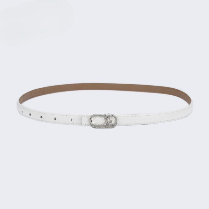 Simple Genuine Leather Belt for Women Fashionable Dark Green Decoration with Skirt Black Work Belt Cowhide Leather Belt Thin