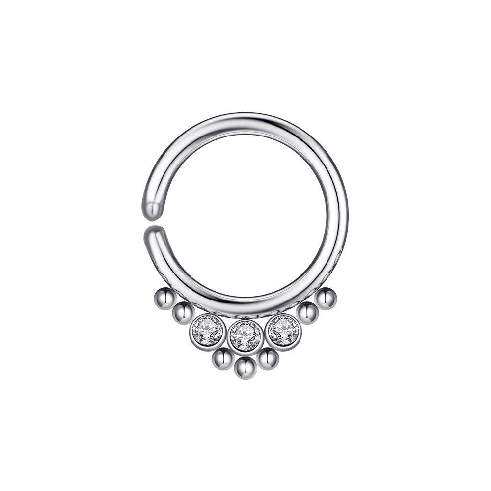 1pc 18g 8mm CZ Stahl Clicker Segment Nasenringe Hoop Offene Scharnier Ohr Helix Septum Piercing unisex Körper Schmuck Piercing Nasenloch