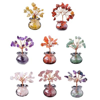 Natural Crystal Money Tree Ornament for Home Office Decoration Enhancing Energy and Fortune with Color Crystal Stone
