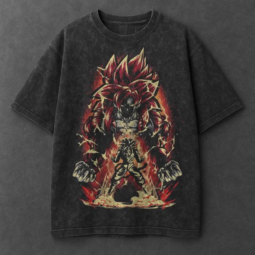 Dragon Ball 2026 Estate Vintage Cotone Lavato T-shirt Oversize Streetwear Gohan Super Saiyan 2 Fulmini Viola Dark Fantasy