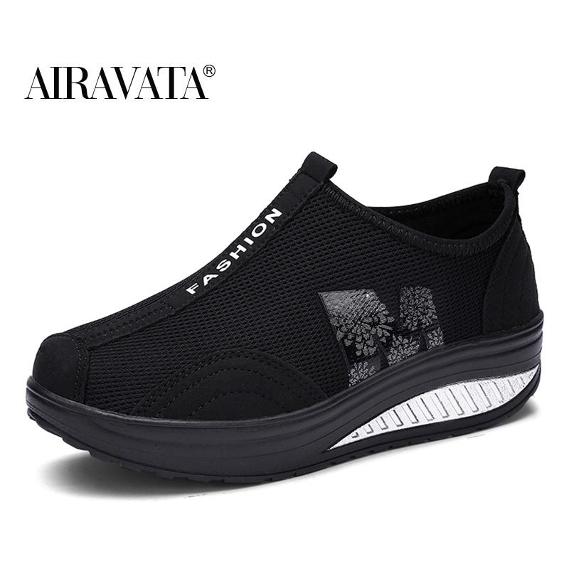 Женская обувь Shake Shoes Повседневная сетчатая обувь Кроссовки для фитнеса Кроссовки на платформе Дышащие и удобные 35 чёрный 1909₽