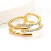 925 Sterling Silver Jewelry Luxury Crystal Double Staggered Finger Rings for Women Wedding Party Jewelry For Girls Friend Gift