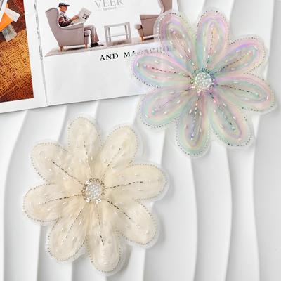 Cuentas Hechas a Mano Flores Tridimensionales Hecho a Mano Diy Accesorios para Ropa Parche para Ropa Decoración Pegatina de Tela Piezas de Flor