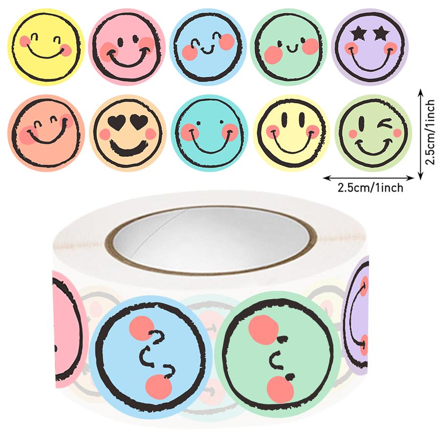 111 Pcs Colorful Round Face Stickers – Pastel Gradient Expressions, Self-Adhesive Matte Labels for Scrapbooking, Journals