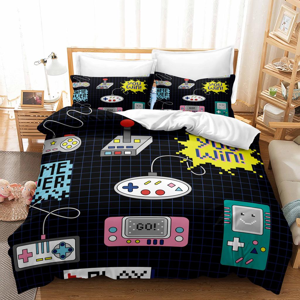 3D Printing Boy's Room Bedding Set Game Handle Duvet Cover 2/3 Pieces AU140 * 210 Full Size Quick Drying Easy Cleaning Home Decoration