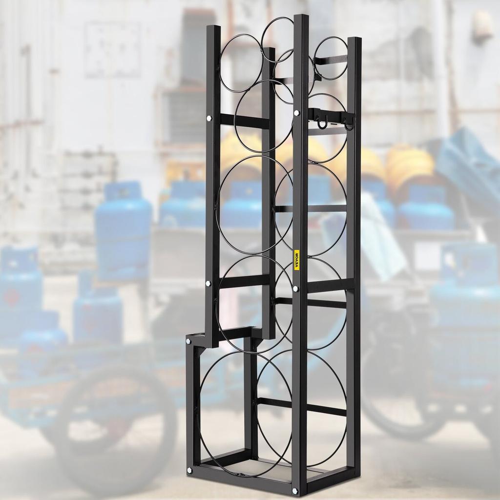 Refrigerant Tank Rack with 1x50lb, 2x30lb and 3 Small Bottles Cylinder Tank Rack, 48.5x15x11 inch Refrigerant Cylinder Rack Gas Cylinder Racks and