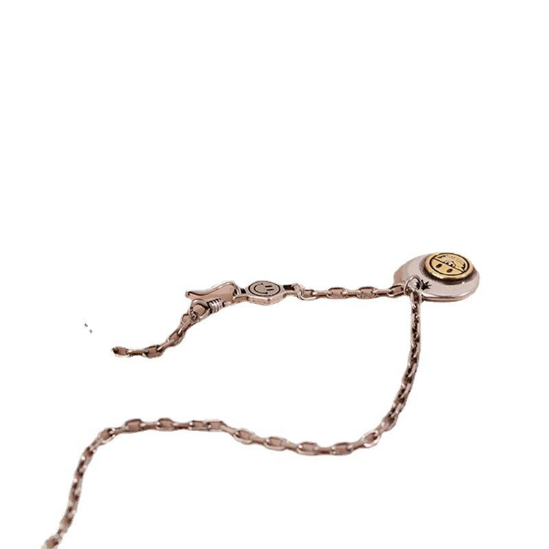 Vintage Gold Lustiges Smiley-Gesicht Anhänger Halskette Damen Lange Leichter Luxus Pullover Kette Trendige Accessoires