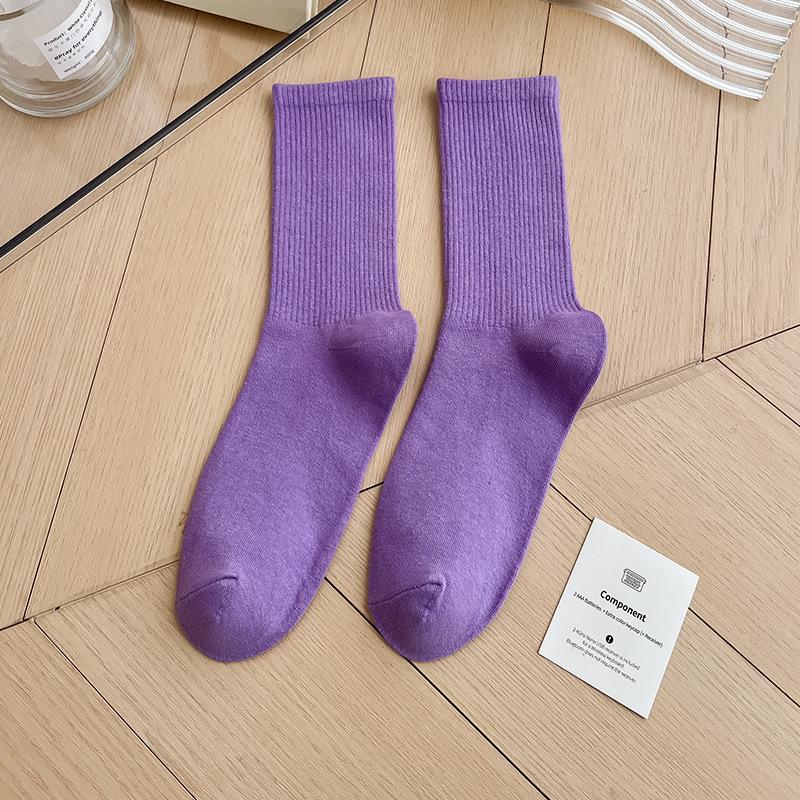Bunte Damen Baumwoll Kniehohe Tanzsocken: Macaron Bonbonfarbe, Wadenlang, Japanischer Stil