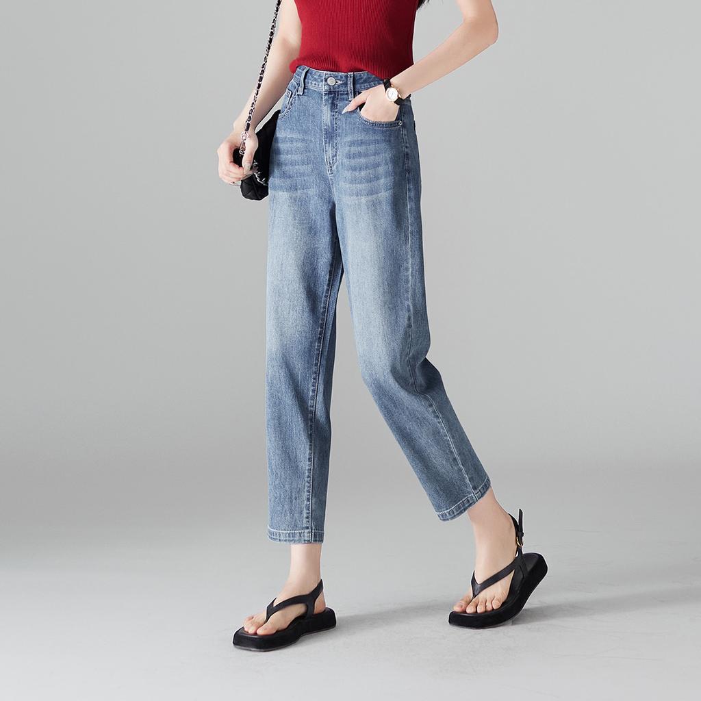 High waisted slim jeans for women in the summer of 2025, fashionable and versatile to show off weight, Harun pants