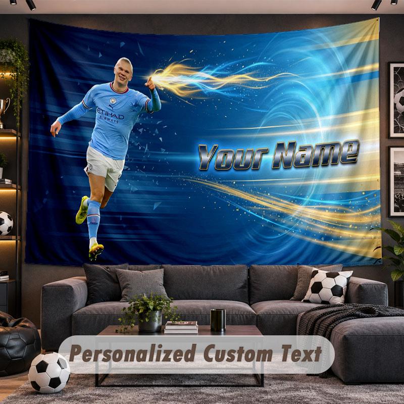 Wall Hanging Tapestry Custom NameErling Haaland Pattern Personalized Printed Fabric Wall Decor