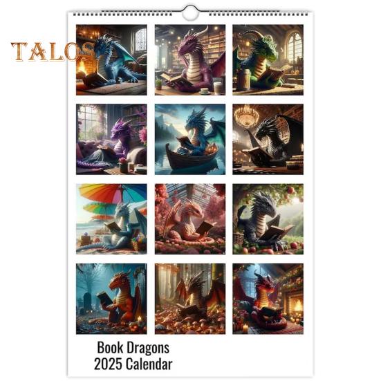 

2025 Книга Дракон Календарь Забавный Дракон Чтение Книга Ежемесячный Планировщик Настенный Календарь Домашний Офис Подвесной Ежемесячный Календарь Dragon