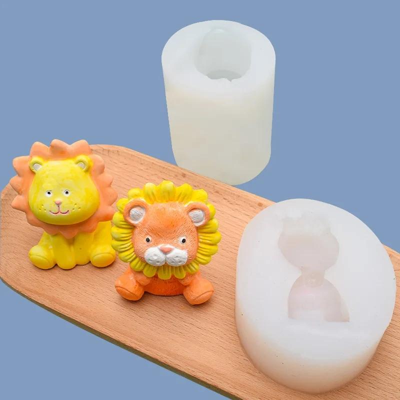Cute Lion Silicone Candle Mold 3D Animal Soap Plaster Resin Cement Casting Molds DIY Chocolate Ice Cake Baking Tools Home Gift