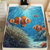 1PC Fish Print Flannel Blanket, High Quality Comfortable for All Seasons, Home Decor, Warmth and Comfort, Perfect for Christmas Gifts