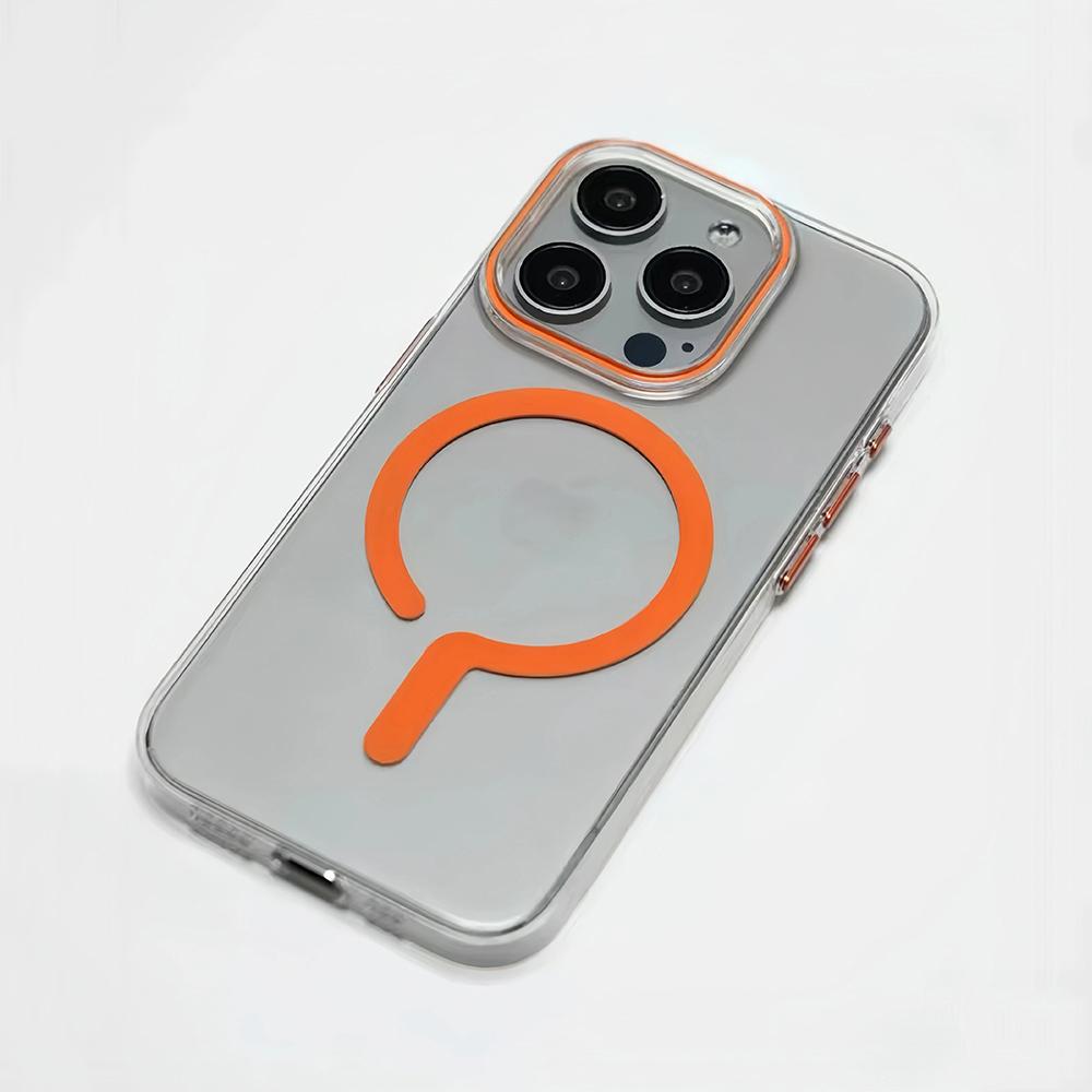 

Transparent ultra-thin strong magnetic phone case for iPhone 15 14 13 12 Pro Max magsafe charging metal button hard bumper cover for iphone14pro(6.1 )