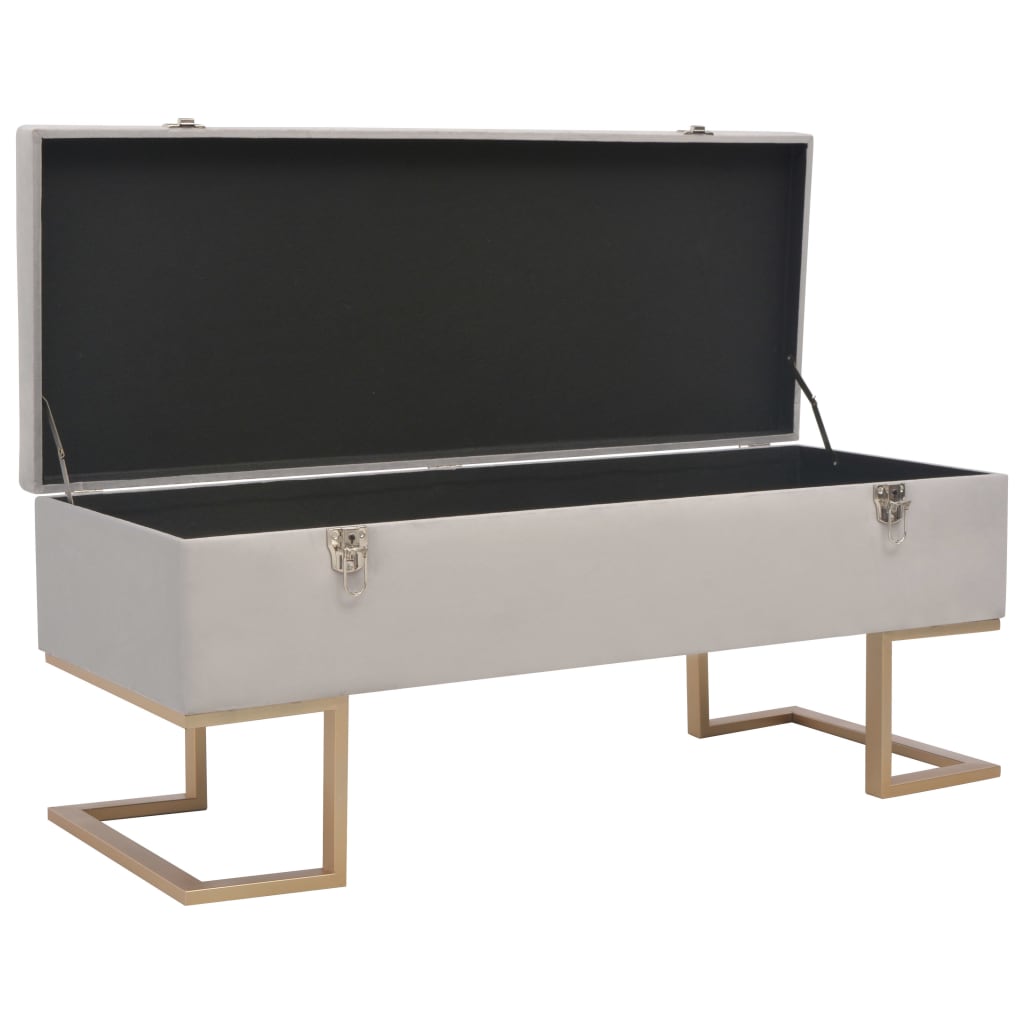 Vidaxl Ławka Ze Schowkiem, 105 Cm, Szara, Aksamitna