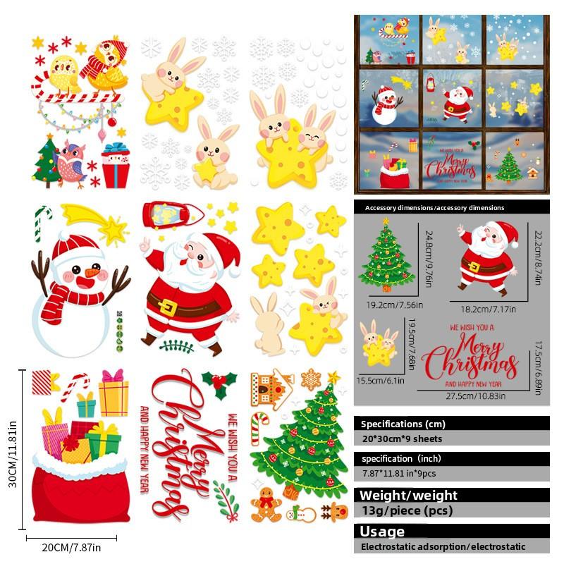 

Декоративная наклейка Сцена Санта Клауса и снеговика Атмосфера Статическая наклейка на стекло Украшение