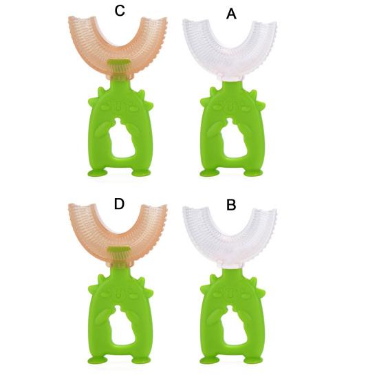 U-Shape Children Toothbrush Cow Design Silicone Bright Colored Newborn Toothbrush for Home