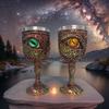 Gothic Goblet 3D Viking Stainless Steel Resin Skull Wine Goblet Terrifying Eyes Whiskey Cup Wine Glass for Halloween