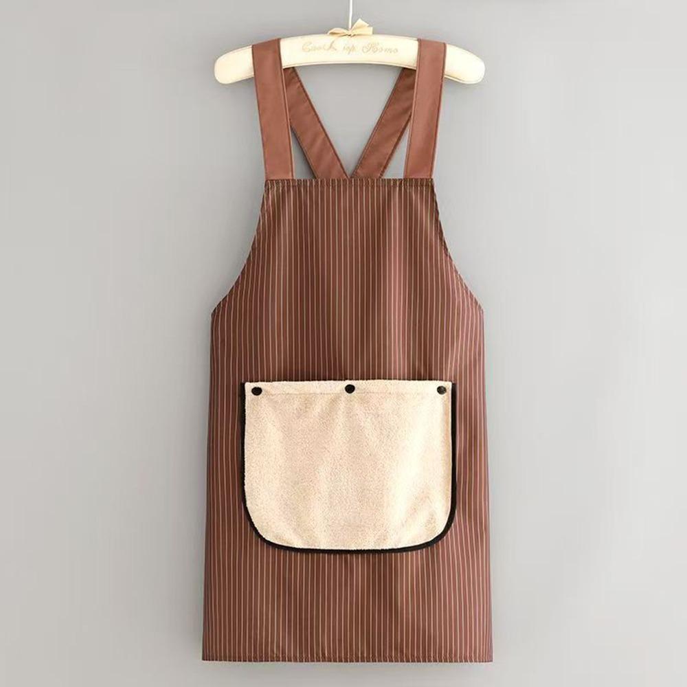 Waterproof Kitchen Apron Sleeveless Cross Back Cooking Baking Bibs with Removable Hand Towel Anti-fouling Restaurant Uniform