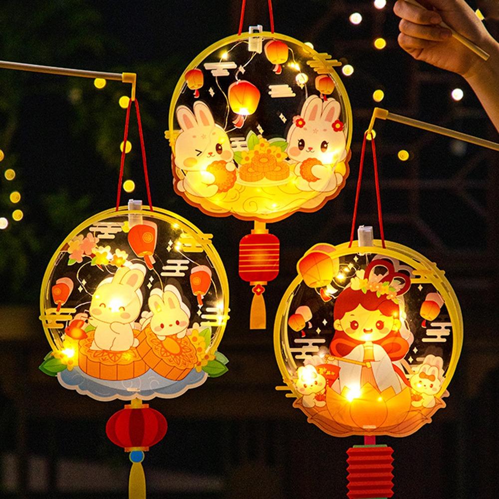Transparent Handheld Rabbit  Lantern DIY Craft Kit Light-Up Bunny Lantern  Party Decoration