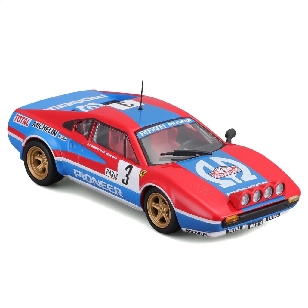 Bburago 1/43 Scale Ferrari 308 GTB 1982 #3 Red/Blue / Race Sports Car Diecast Model Car 18-36304