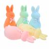 Mini Rabbit Sculpture Flocked Foam Crafts Bunny Collectible for Living Room Easter Table Centerpiece Decor