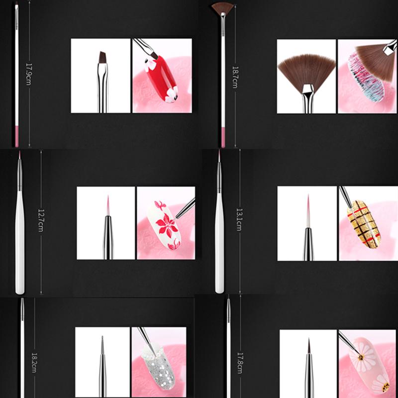 15pcs Dotting & Line Drawing Nail Art Brush Set Gel Polish Dot Pen Detailing Striper Brushes Manicure Decorating Kit Tools