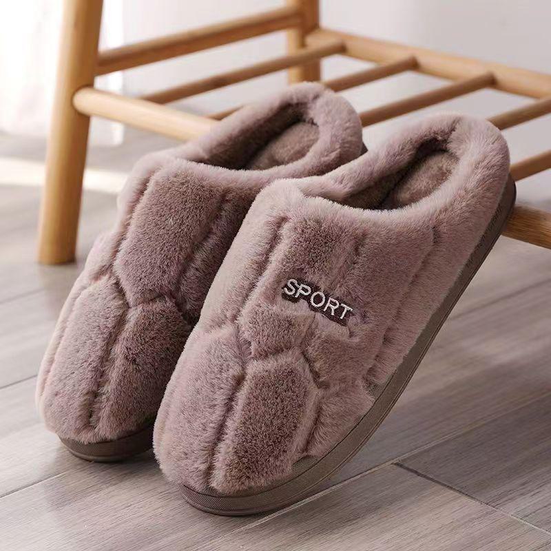 Men's and Women's Warm Autumn Indoor Wool Slippers - Non-Slip, Plus Velvet Cotton for Couples