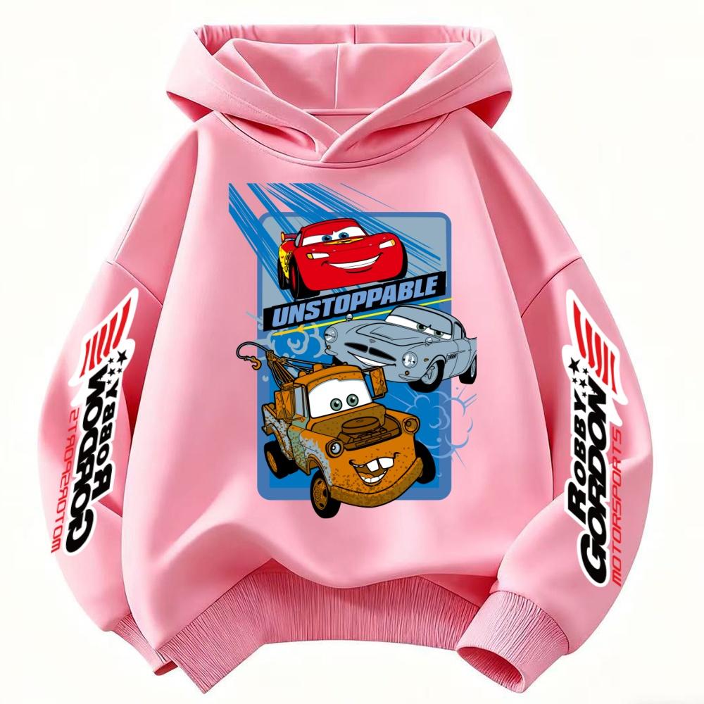 Машины Молния Маккуин Принт Детская Толстовка с Капюшоном МальчикДевочка Осень Зима Повседневная Уличная Отпуск Повседневная Теплая Мягкая Спортивная Одежда 140