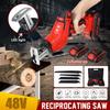 48V Cordless Reciprocating Saw High Speed Chainsaw Wood Metal PVC Pipe Cutting Reciprocating Saw Power Tool with 7500mAh Battery