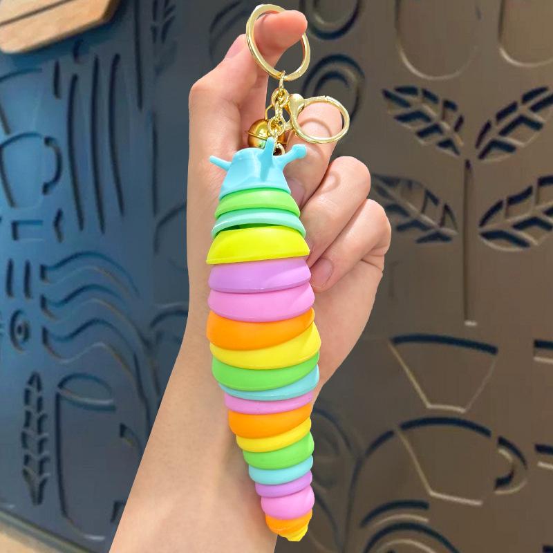 Colorful Caterpillar Slug Keychain: Stress Relief & Educational Toy for Kids