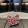 High-end party burgundy dress bag light luxury diamond-encrusted gold dinner bag women's exquisite messenger handbag