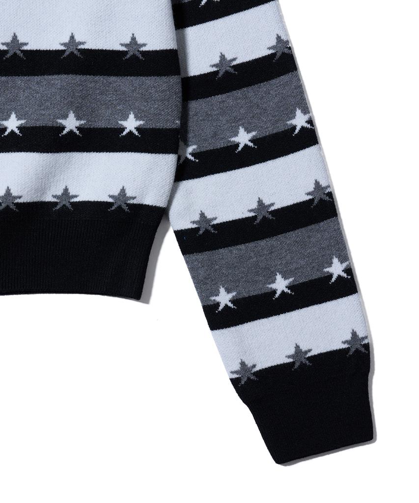 YOUHEE Star Stripe Cardigan Black